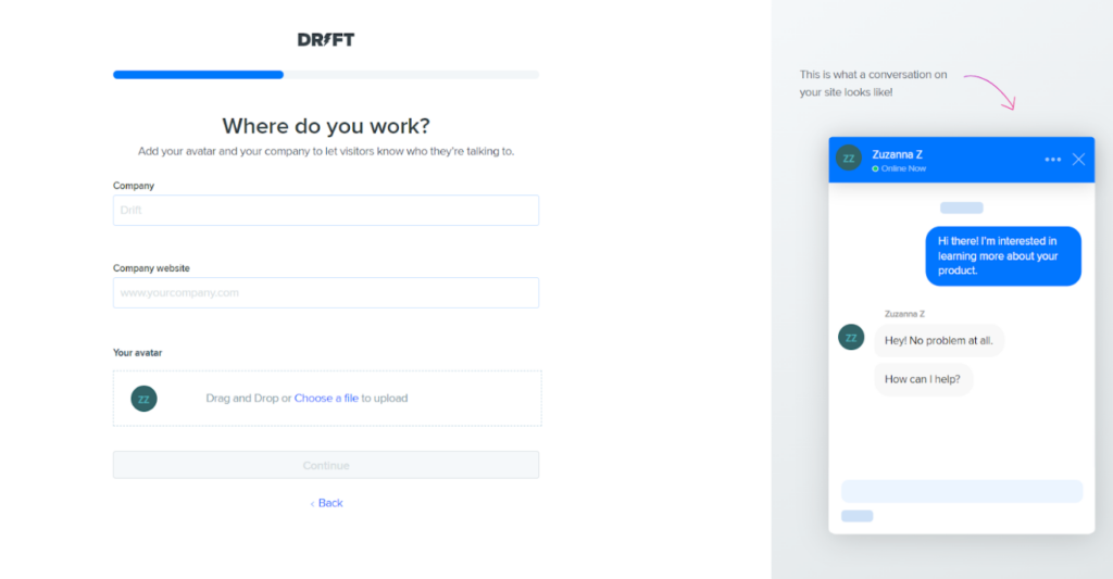 Drift - furnizarea de informații despre companie