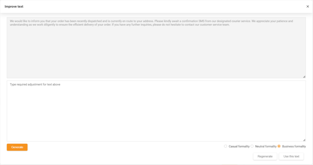 Captură de ecran care prezintă funcția AI Answer Assistant a LiveAgent