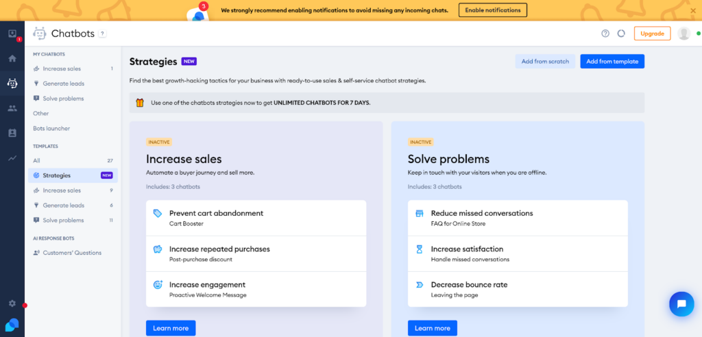 Tidio - strategii de chatbots
