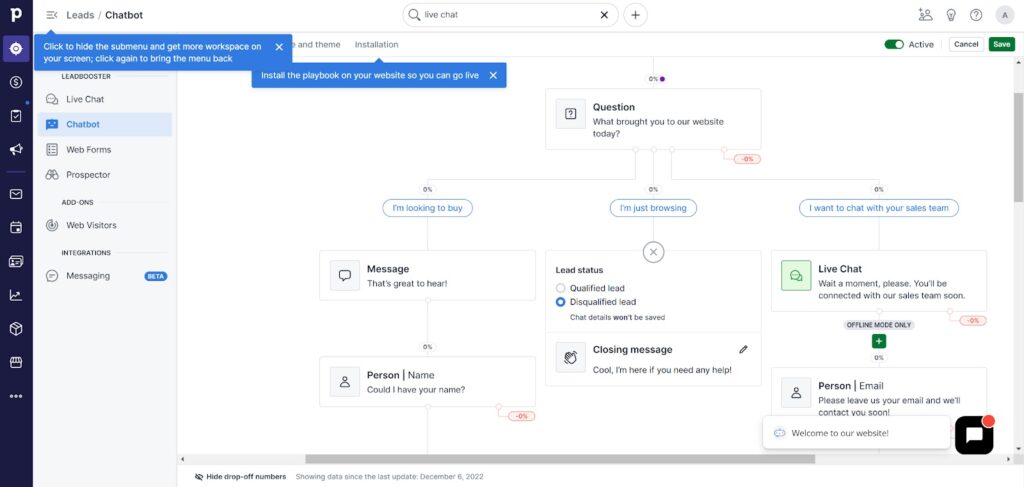 Configurați-vă fluxul de chat PipeDrive